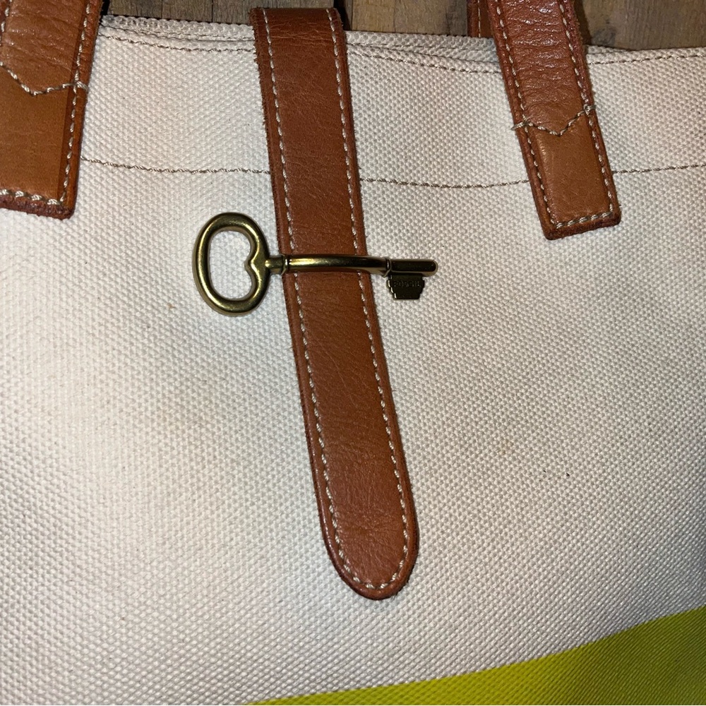 Fossil Canvas Bag With Leather Trim - image 5